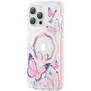 Kingxbar Butterfly Series magnetic case for iPhone 14 MagSafe case with butterflies pink