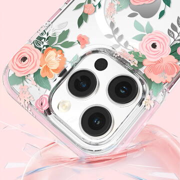 Husa Kingxbar Flora Series magnetic case for iPhone 14 Pro Max MagSafe decorated with rose flowers print