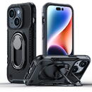 JOYROOM Joyroom Dual Hinge case for iPhone 14 Plus armored case with a stand and a ring holder black