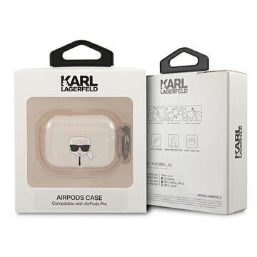 Karl Lagerfeld KLAPUKHGD AirPods Pro cover złoty/gold Glitter Karl`s Head