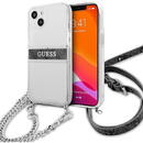 Guess Guess GUHCP13SKC4GBSI iPhone 13 mini 5.4&quot; Transparent hardcase 4G Gray Strap Silver Chain