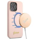 Guess GUHMP13XLSLMGLP iPhone 13 Pro Max 6.7" light pink/light pink hardcase Silicone Script Gold Logo Magsafe