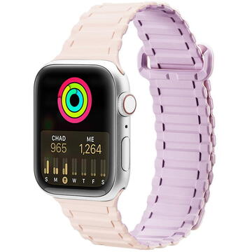 Dux Ducis Strap (Armor Version) Strap for Apple Watch Ultra, SE, 8, 7, 6, 5, 4, 3, 2, 1 (49, 45, 44, 42 mm) Silicone Magnetic Band Bracelet Pink Purple