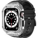 Kingxbar CYF140 2in1 Rugged Case for Apple Watch 8, 7 (45 mm) Stainless Steel with Strap Silver