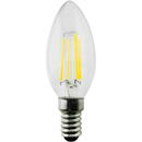 MACLEAN Bec cu filament LED E14, 4W, 230V, WW alb cald 3000K, 400lm, lumanare decorativa retro Edison C35, MCE285