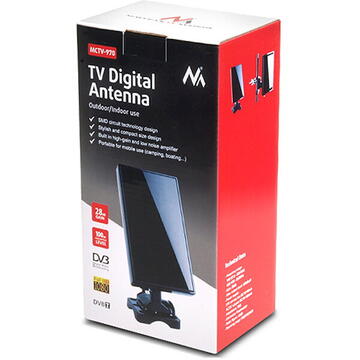 Antenă TV DVB-T/T2 HEVC Maclean, interior-exterior, neagră, MCTV-970