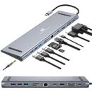 MACLEAN HUB Type-C 11in1 USB-C MCTV-850, argintiu
