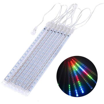 Lumini LED solare Maclean, lungime 2,4 m, 144 LED-uri, 8 țurțuri RGB, mod țurțuri care căde, baterie Li 800 mAh, MCE412