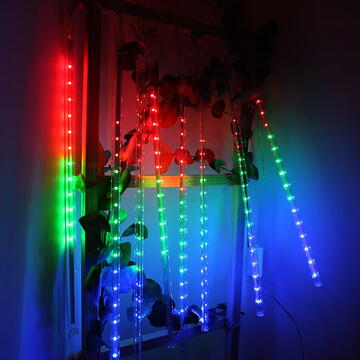 Lumini LED solare Maclean, lungime 2,4 m, 144 LED-uri, 8 țurțuri RGB, mod țurțuri care căde, baterie Li 800 mAh, MCE412