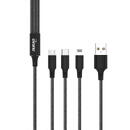 Dudao Dudao cable, USB 3in1 cable - USB Type C, micro USB, Lightning 6A 1.2m - black (TGL2)
