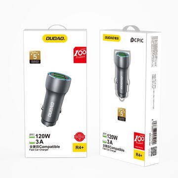 Dudao fast car charger 2 x USB 3A 18W gray (R4+)