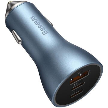 Baseus Golden Contactor Pro, USB si 2x USB-C, Quick Charge, 65W, LED, Albastru