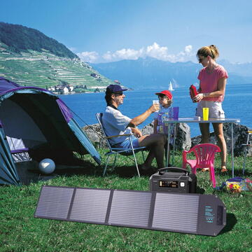 Panou solar fotovoltaic pliabil choetech SC009-V2, 100W, 2x USB / 1x USB tip C power delivery Quick Charge, DC si conectori, Negru