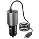 Dudao USB car charger with built-in micro USB 3.4 A cable black (R5Pro M)