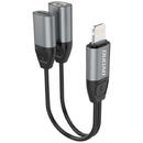 Dudao Dudao Headphone Adapter Lightning to Lightning Adapter + 3.5mm Mini Jack for Music and Charging Gray (L17i + Gray)