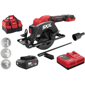Skil Red SKIL 3540 DA Mini fierastrau cu acumulator „Compact brushless“, turatie 6000 /min, 3 discuri de schimb si geanta de transport, acumulator si incarcator