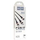 Cablu Incarcare 3in1 USB la Lightning / MicroUSB / USB Type-C HOCO X26 Xpress, 1 m, Negru