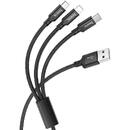 Hoco Cablu Incarcare USB - Lightning / USB Type-C / MicroUSB HOCO X14 Times, 1 m, Negru