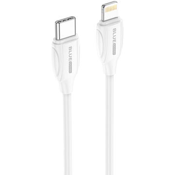 Cablu Date si Incarcare USB Type-C la Lightning BLUE Power B1BX19, 1 m, 3A , Alb