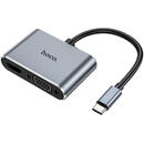 Hoco Adaptor Video USB Type-C la HDMI  / VGA HOCO HB29 Easy-lead, Gri Inchis