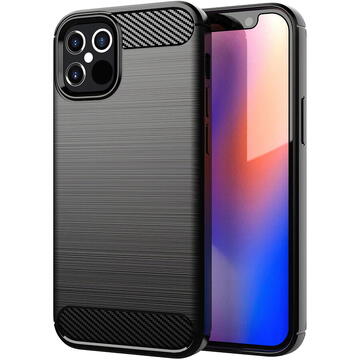 Husa Husa TPU Forcell Carbon pentru Apple iPhone 12 Pro Max, Neagra