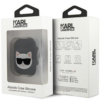 Karl Lagerfeld Husa Silicon Choupette Airpods Generation 1/2 Negru (cu breloc)