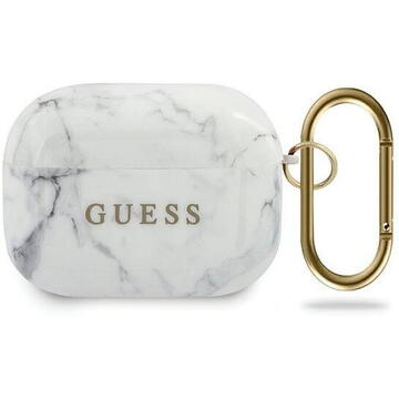 Guess Husa Marble Collection Airpods Pro Alb (cu breloc)