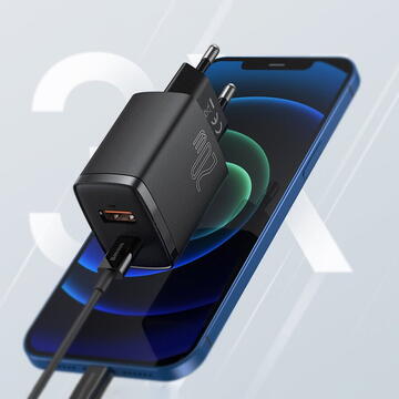 Incarcator de retea Baseus Compact Quick Charger, USB, USB-C, 20W (white)