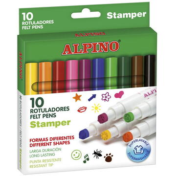 Set 10 stampile, diverse forme, cutie carton, ALPINO Fantasy