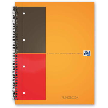 Caiet cu spirala A4+, OXFORD International Filingbook, 100 file-80g/mp, coperta carton rigid - dicta