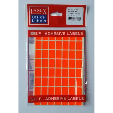 Etichete autoadezive color, 12 x 17 mm, 560 buc/set, Tanex - rosu fluorescent