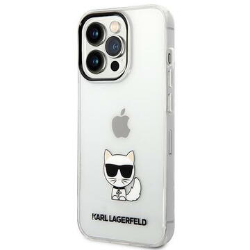 Husa Husa telefon Karl Lagerfeld pentru iPhone 14 Pro Max, Choupette Logo, Plastic, Transparent