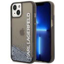 Husa telefon Karl Lagerfeld pentru iPhone 14, Translucent Liquid Glitter, Plastic, Negru