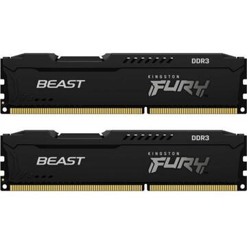 Memorie Kingston FURY Beast Black 16GB, DDR3-1600MHz, CL10, Dual Channel