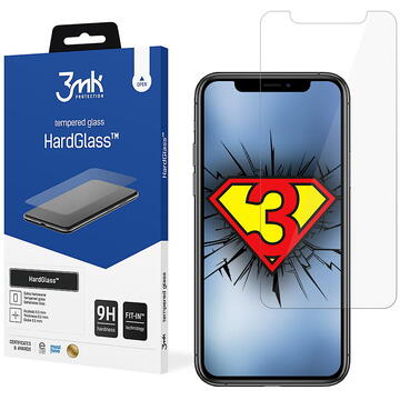Folie Protectie Ecran 3MK HardGlass pentru Apple iPhone XS Max, Sticla securizata, 9H