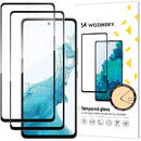 Folie Protectie Ecran WZK pentru Samsung Galaxy A53 5G, Sticla securizata, Full Face, Full Glue, set 2 buc, Neagra