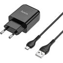Hoco N2 USB-A, 10W, 2.1A Negru + cablu MicroUSB