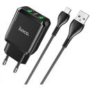 Hoco N6 Charmer, Quick Charge, 18W, 2 X USB, Negru+cablu MicroUSB