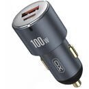 Incarcator Auto USB XO Design CC47, Quick Charge, 100W, 1 X USB - 1 X USB Type-C, Gri