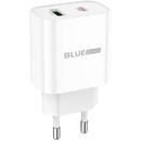 Blue Power BC80A, Quick Charge, 20W, 1 X USB - 1 X USB Type-C, Alb