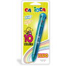 Carioca Pix cu 10 culori fluorescente, corp transparent color, blister, CARIOCA