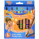 Carioca Creioane colorate cerate, rotunde, 6 culori/cutie, CARIOCA Baby Woody Wax Crayons