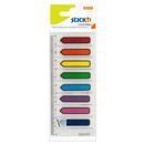 Stick'n Stick index plastic transparent color 45 x 12 mm, 8 x 15 file/set, Stick"n - sageata - 8 culori neon