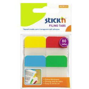 Stick'n Stick index plastic transp. cu margine color 38 x 25 mm, 4 x 20 file/set, Stick"n - 4 culori neon