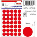 Tanex Etichete autoadezive color, D19 mm, 175 buc/set, TANEX - rosu