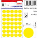Tanex Etichete autoadezive color, D19 mm, 175 buc/set, TANEX - galben