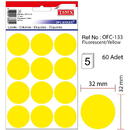 Tanex Etichete autoadezive color, D32 mm, 60 buc/set, TANEX - galben