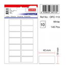 Tanex Etichete autoadezive albe, 19 x 40 mm, 140 buc/set, Tanex