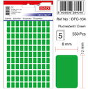 Tanex Etichete autoadezive color, 8 x 12 mm, 550 buc/set, TANEX - verde fluorescent