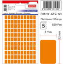 Tanex Etichete autoadezive color, 8 x 12 mm, 550 buc/set, TANEX - orange fluorescent